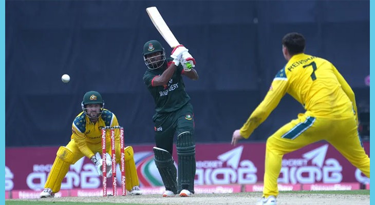 মোসাদ্দেকের ক্যারিয়ারসেরা ইনিংসে অস্ট্রেলিয়ার বিপক্ষে বাংলাদেশের লড়াকু সংগ্রহ